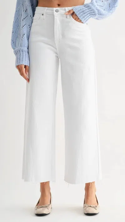 Just Black Denim High Rise Scissor Cut Wide Leg Jeans In Optic White