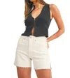 Just Black Denim High Rise Side Slit Shorts In White In White