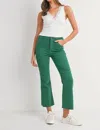 Just Black Denim High Rise Tonal Crop Flare Green Jeans In Green