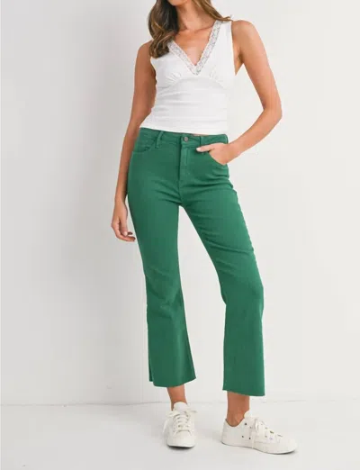 Just Black Denim High Rise Tonal Crop Flare Green Jeans