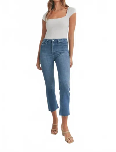 Just Black Denim High Rise Tonal Crop Flare Jeans In Medium Wash In Blue