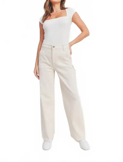 Just Black Denim High Rise Utility Oat Pants In White