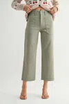 Just Black Denim High Rise Utility Wide Leg Jeans In Rosemary In Brown