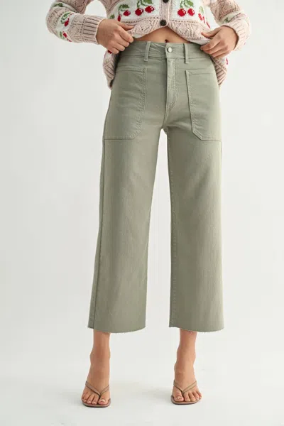 Just Black Denim High Rise Utility Wide Leg Jeans In Rosemary In Brown