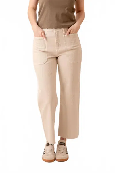 Just Black Denim High Rise Utility Wide Leg Jeans In Sea Salt In Neutral