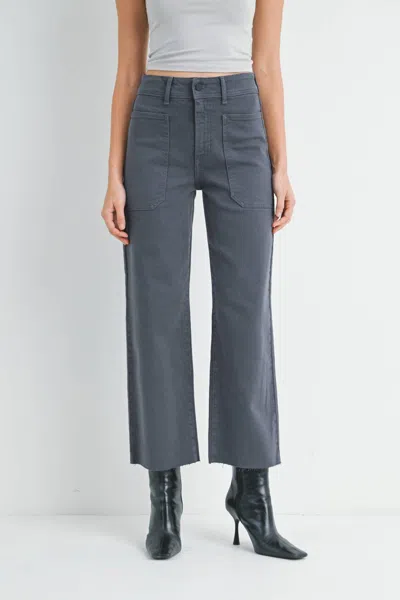 Just Black Denim High Rise Utility Wide Leg Pants In Charcoal
