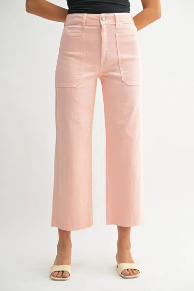 Just Black Denim High Rise Wide Leg Denim Jeans In Peach In Pink