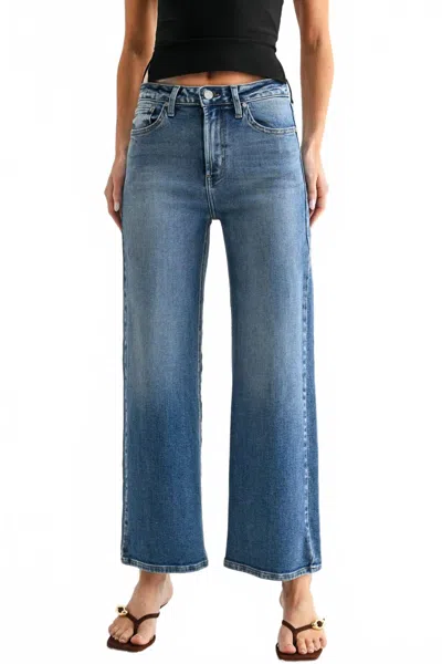 Just Black Denim High Rise Wide Leg Jean In Medium Denim In Blue