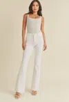 Just Black Denim Fall Scissor Cut Flare Jeans In Optic White In White
