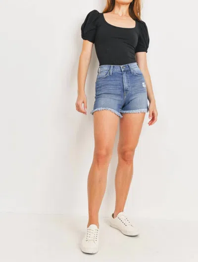 Just Black Denim Jessa Shorts In Medium Demin In Blue