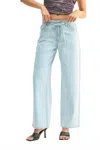 Just Black Denim Kai Drawstring Wide Leg Denim Jeans In Blue In Blue