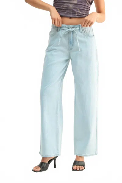 Just Black Denim Kai Drawstring Wide Leg Denim Jeans In Blue