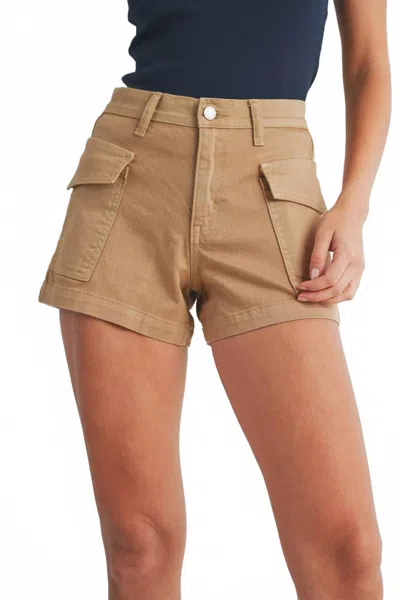 Just Black Denim Kali Cargo Stretch Short In Honey Khaki In Brown