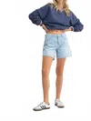 Just Black Denim Lightweight Longer Length Shorts In Light Denim In Blue