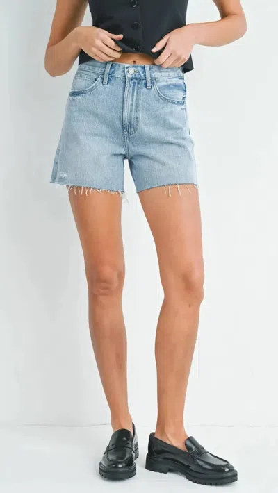 Just Black Denim Longer Length Jean Short In Light Denim In Blue