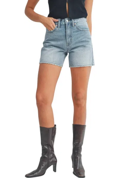 Just Black Denim Longer Length Short In Medium Denim In Blue