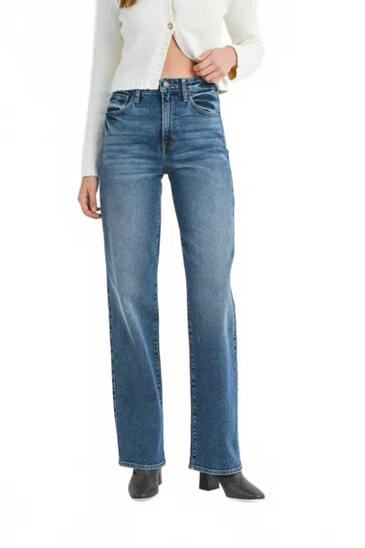 Just Black Denim Longer Length Straight Jeans In Dark Denim In Blue