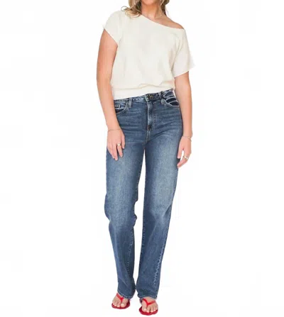 Just Black Denim Longer Length Straight Jeans In Denim In Blue