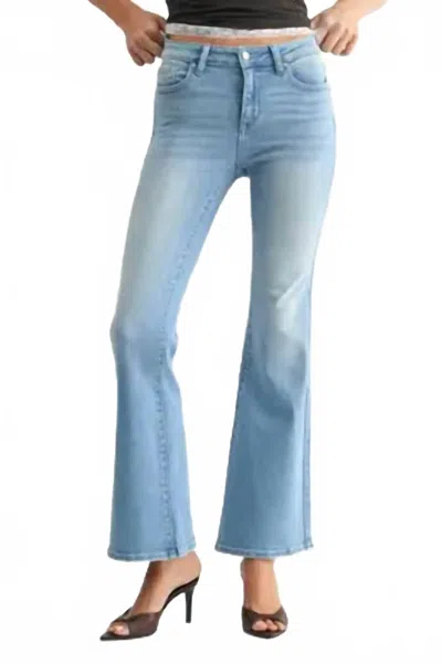 Just Black Denim Low Rise Flare Jean In Light Denim In Blue