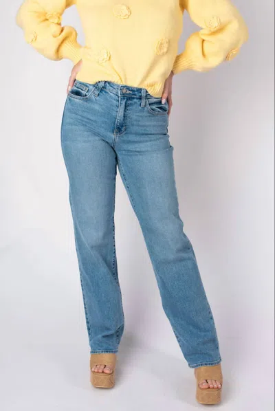 Just Black Denim Macon High Waist Straight Leg Jeans In Medium Wash In Multi