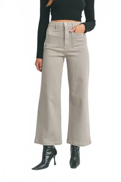 Just Black Denim Madelyn Patch Pocket Wide Leg Jeans In Moonstone In Gray
