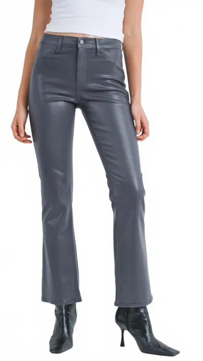 Just Black Denim Mid Rise Coated Bootcut Jeans In Charcoal In Blue