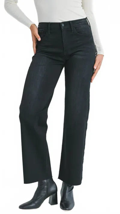 Just Black Denim Mid Rise Slim Palazzo Jeans In Washed Black