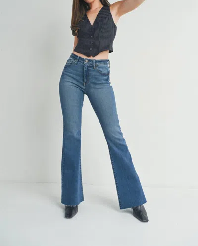 Just Black Denim Mid Rise Straight Bootcut Jean In Dark Wash In Blue