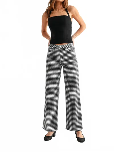 Just Black Denim Mid Rise Straight Leg Jeans In Black Gingham
