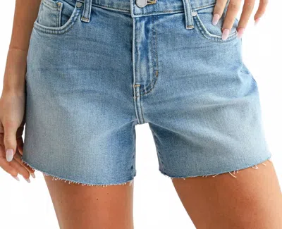 Just Black Denim Mid Rise Stretch Jean Shorts In Light Denim In Blue