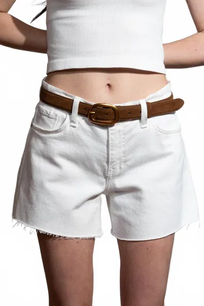 Just Black Denim Mid Rise Stretch Shorts In White In Multi