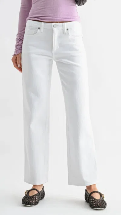 Just Black Denim Mid-rise Loose Straight Full Length Jeans In Optic White
