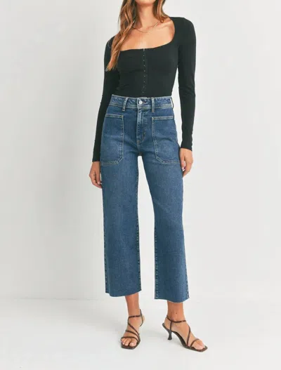 Just Black Denim Nautical Wide Jeans In Dark Denim In Blue