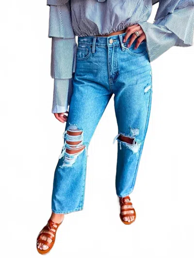 Just Black Denim Oliver Dad Jeans In Blue