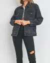 Just Black Denim Oversized Denim Jacket In Washed Black In Black
