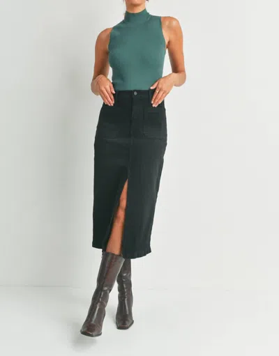 Just Black Denim Paige Utility Pocket Midi Skirt In Black