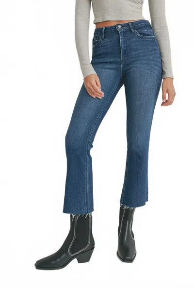 Just Black Denim Palazzo Cropped Demi Flare Jeans In Dark Denim In Blue