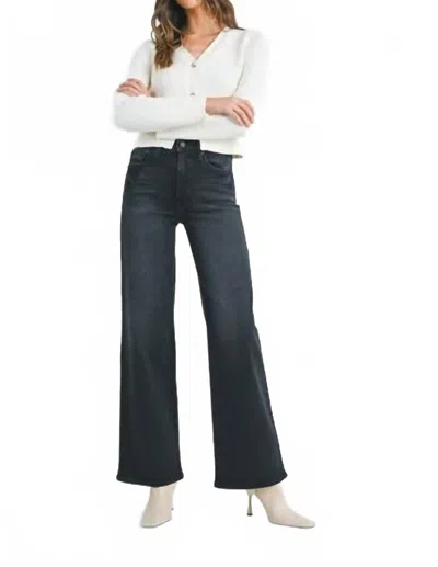 Just Black Denim Palazzo Jeans In Washed Black In Animal Print