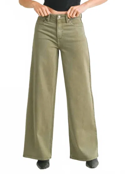 Just Black Denim Palazzo Wide Leg Jeans In Vintage Olive In Multi