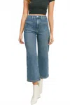 Just Black Denim Patch Pocket Crop Wide Leg Jean In Medium Wash In Multi