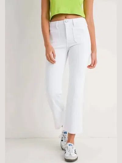 Just Black Denim Patch Pocket Cropped Flare Jeans In Optic White