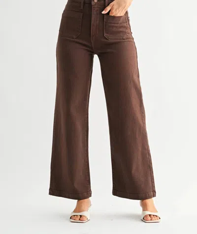 Just Black Denim Patch Pocket Jeans In Dark Brown In Black