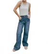 Just Black Denim Patch Pocket Wide Leg Flare In Blue In Blue