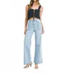 Just Black Denim Patch Pocket Wide Leg Flare In Light Denim In Blue