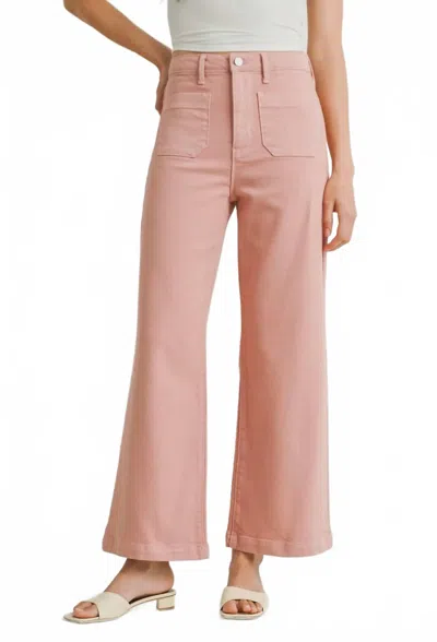 Just Black Denim Patch Pocket Wide Leg Jean In Dusty Coral In Pink