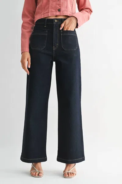 Just Black Denim Patch Pocket Wide Leg Jean In Sup In Black
