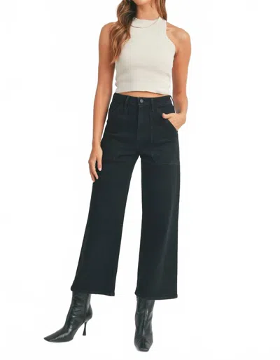 Just Black Denim Patch Pocket Wide Leg Jeans In Black In Blue