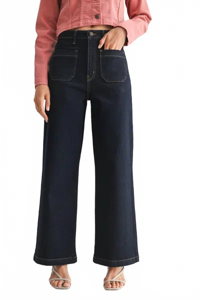 Just Black Denim Patch Pocket Wide Leg Jeans In Blue