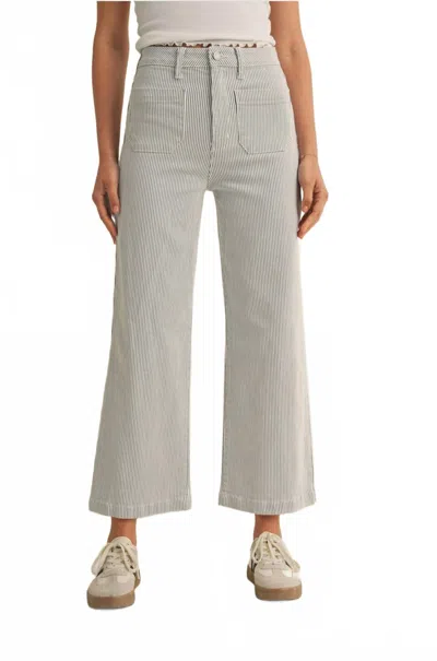 Just Black Denim Patch Pocket Wide Leg Stripe Jeans In Striped In White
