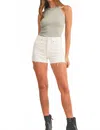 Just Black Denim Ray High Waist Jean Shorts In White In White